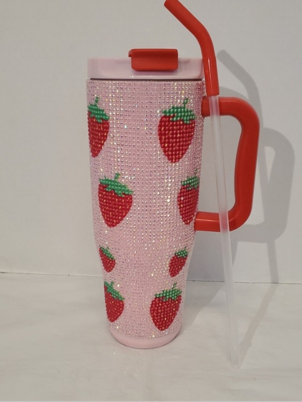 Simply Southern Pink Rhinestone Strawberry Tumbler